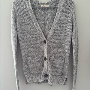 Vintage Hollister Women's Y2K Bella Swan Cardigan Heather Gray Button Up Size XS